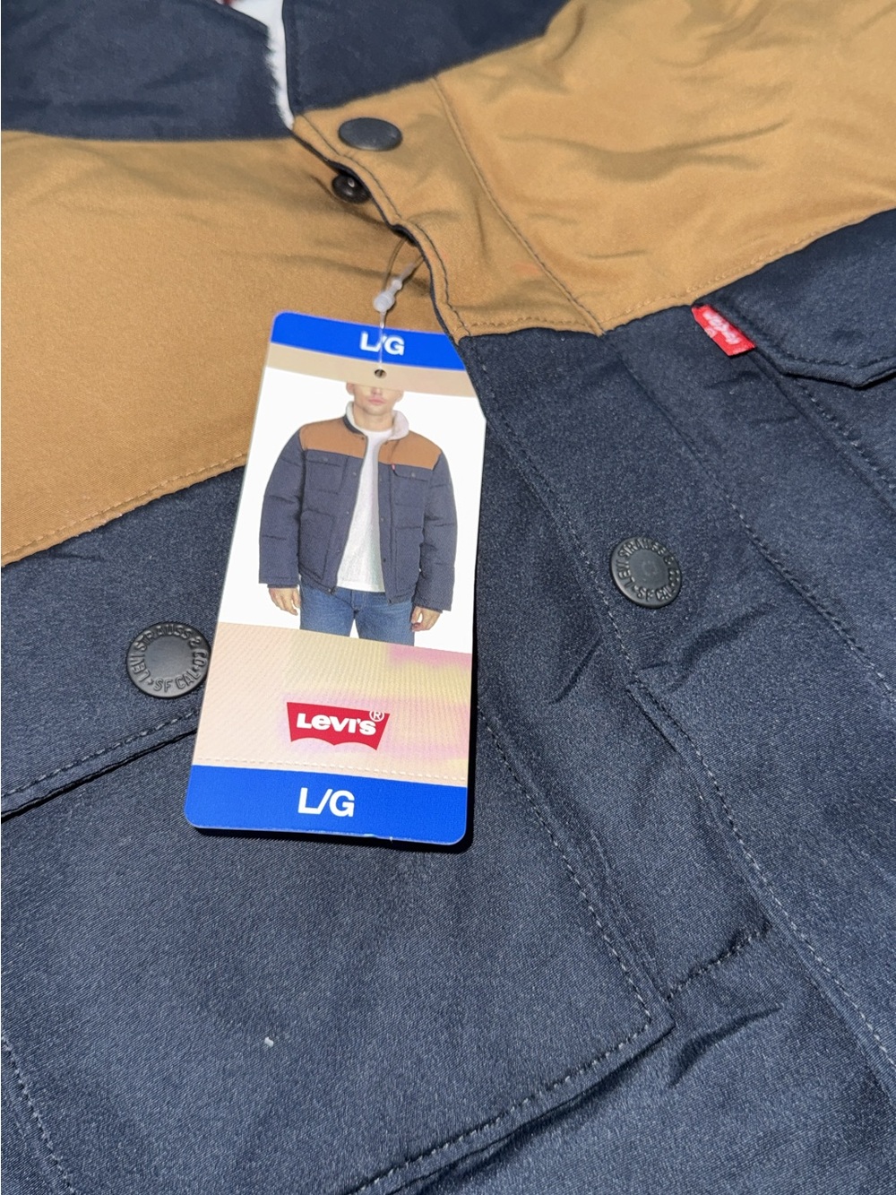 Levi's Navy and Brown Colorblock Puffer Jacket